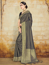 Black Organza Silk Woven Saree